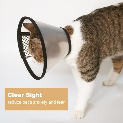 Transparent Elizabethan Recovery Collar for Cats Adjustable Anti-Licking Cone Size 1 Xs
