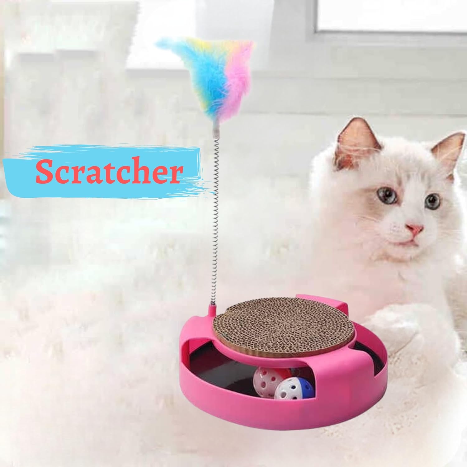 Scratch Pad with Cat Teaser Toy