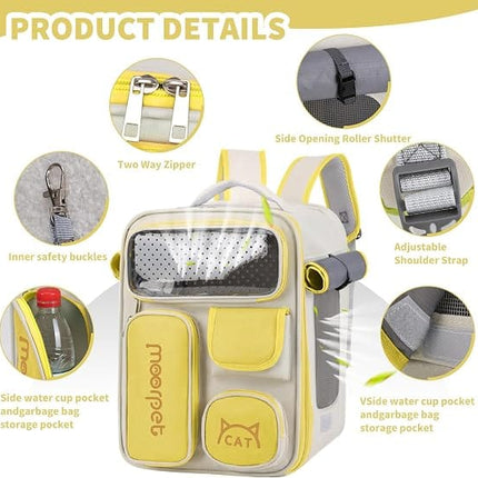 Adjustable Breathable Pet Carrier Backpack for Small Cats And Dogs Yellow