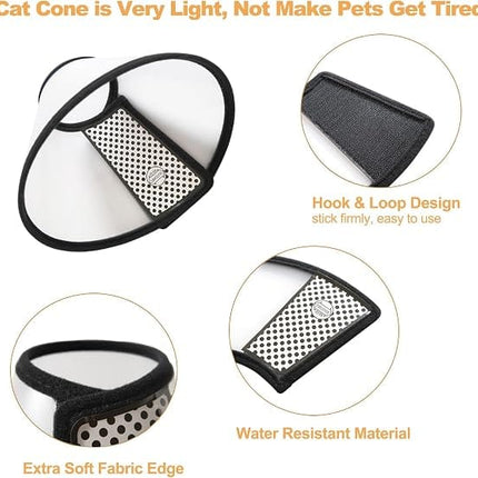 Transparent Elizabethan Recovery Collar for Cats Adjustable Anti-Licking Cone Size 1 Xs