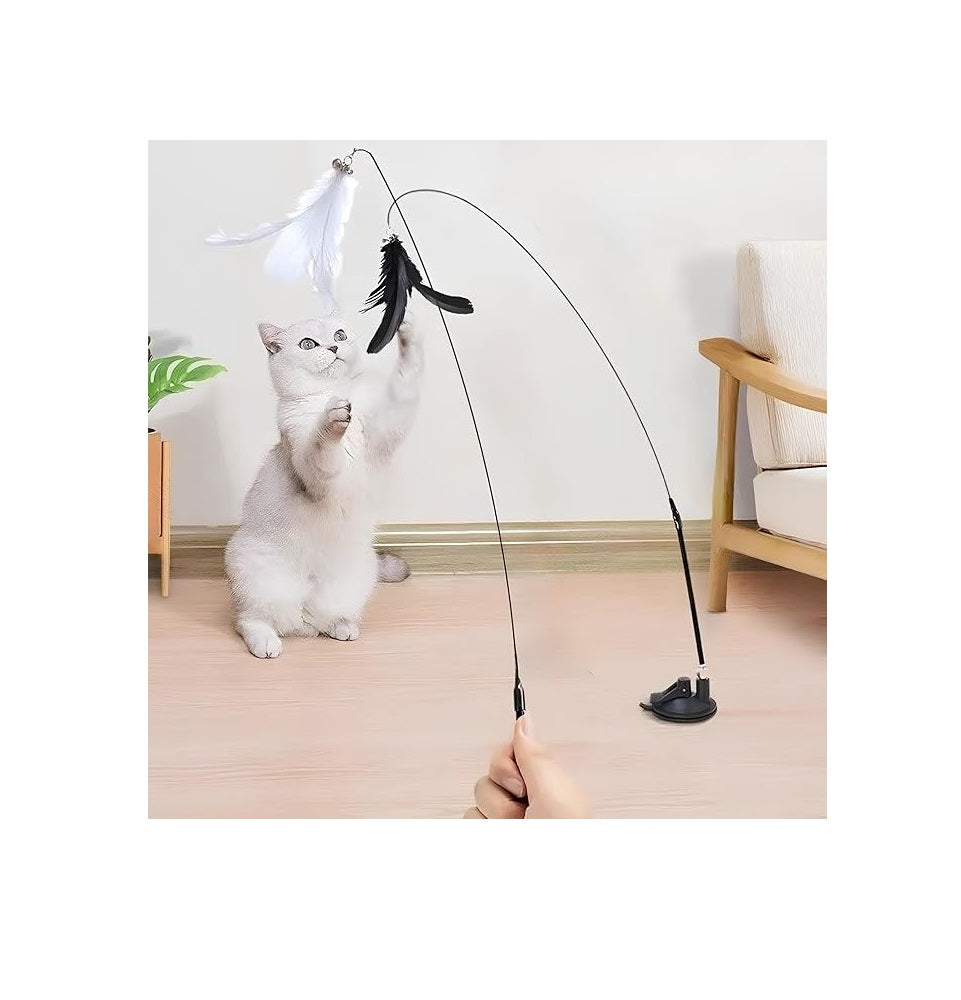 Feather Wand Cat Toy with Suction