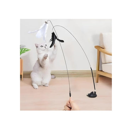 Feather Wand Cat Toy with Suction