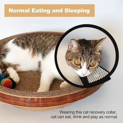 Transparent Elizabethan Recovery Collar for Cats Adjustable Anti-Licking Cone Size 1 Xs