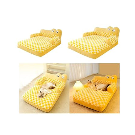 Cartoon Plush Pet Bed for Puppies And Cats Yellow 70x50cm