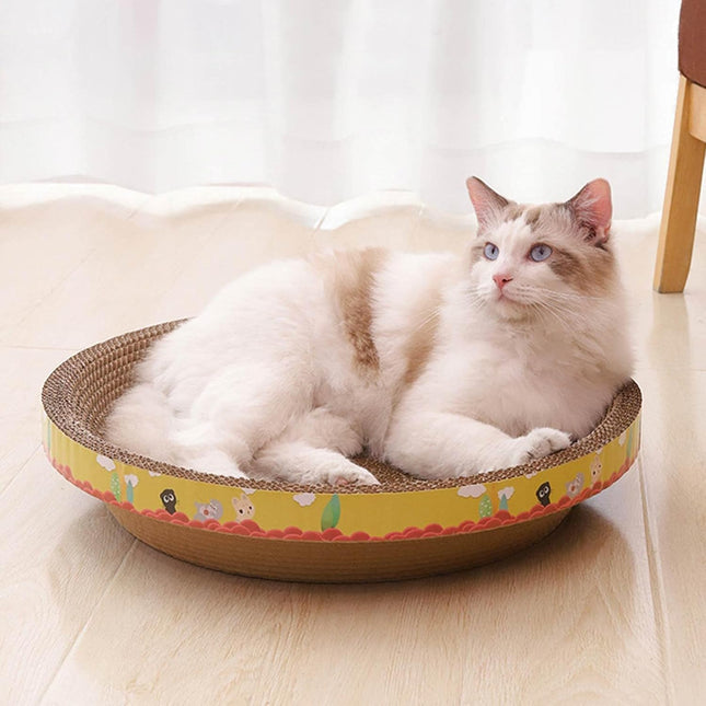 cat bowl with built in scratchers
