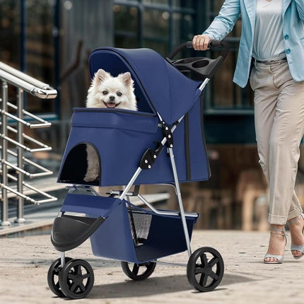 Foldable and Portable small Dog Stroller up to 20 kg Blue