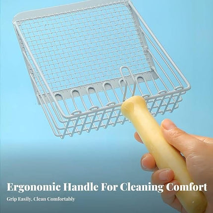 Wire Mesh Litter Scoop Durable Metal Sifter with Wooden Handle