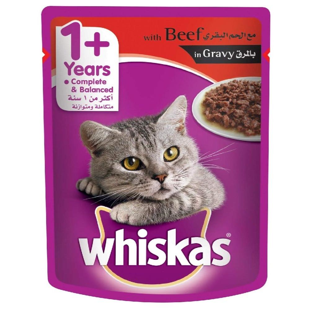 Whiskas Wet Food with Beef in Gravy for Adult Cats 1+ Years 80 gr