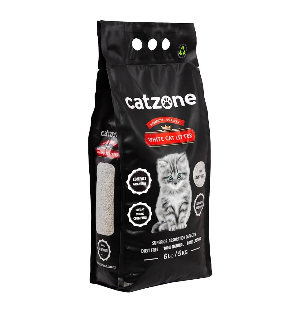 Catzone White Bentonite Clumping Cat Litter Carbon 10 kg