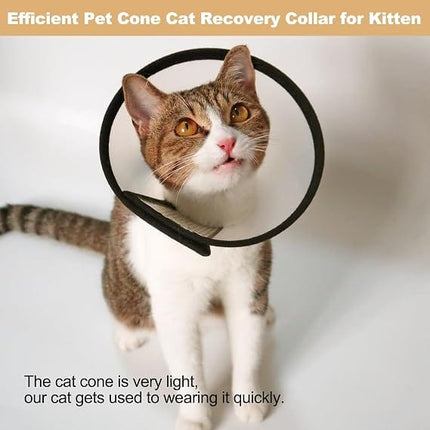 Transparent Elizabethan Recovery Collar for Cats Adjustable Anti-Licking Cone Size 1 Xs