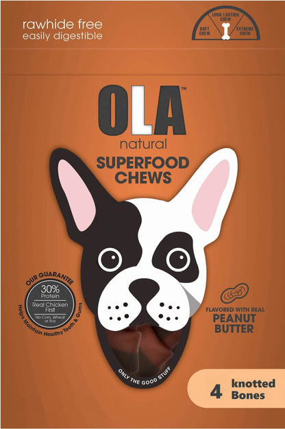 Ola Natural With Peanut Butter 4 Knotted Medium Bones 200 gr