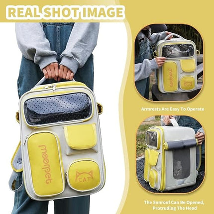 Adjustable Breathable Pet Carrier Backpack for Small Cats And Dogs Yellow