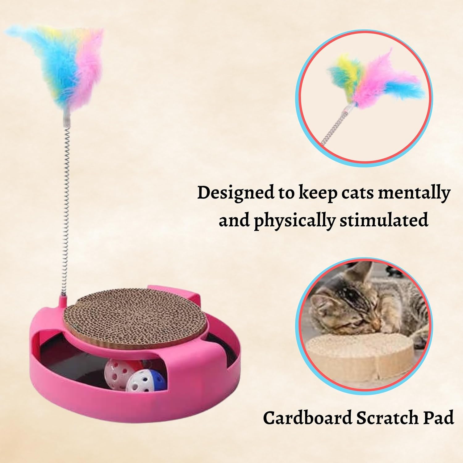 Scratch Pad with Cat Teaser Toy