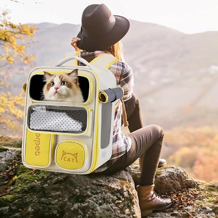 Adjustable Breathable Pet Carrier Backpack for Small Cats And Dogs Yellow