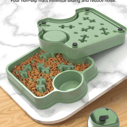 Slow Feeder Dog Bowl 2-in-1 Water and Food