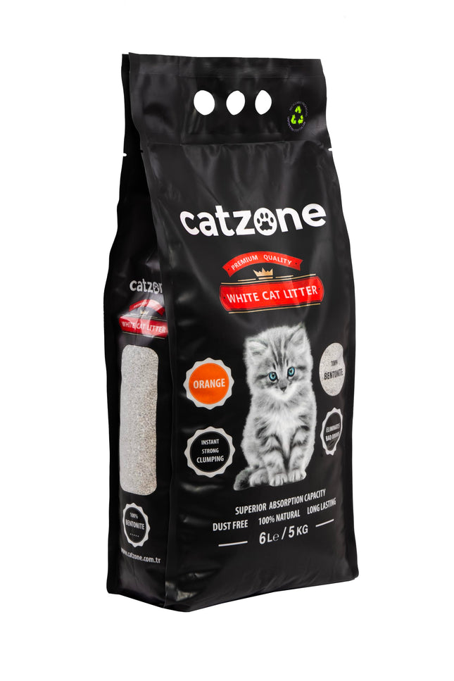 Catzone White Bentonite Clumping Cat Litter Orange Scent 5 kg