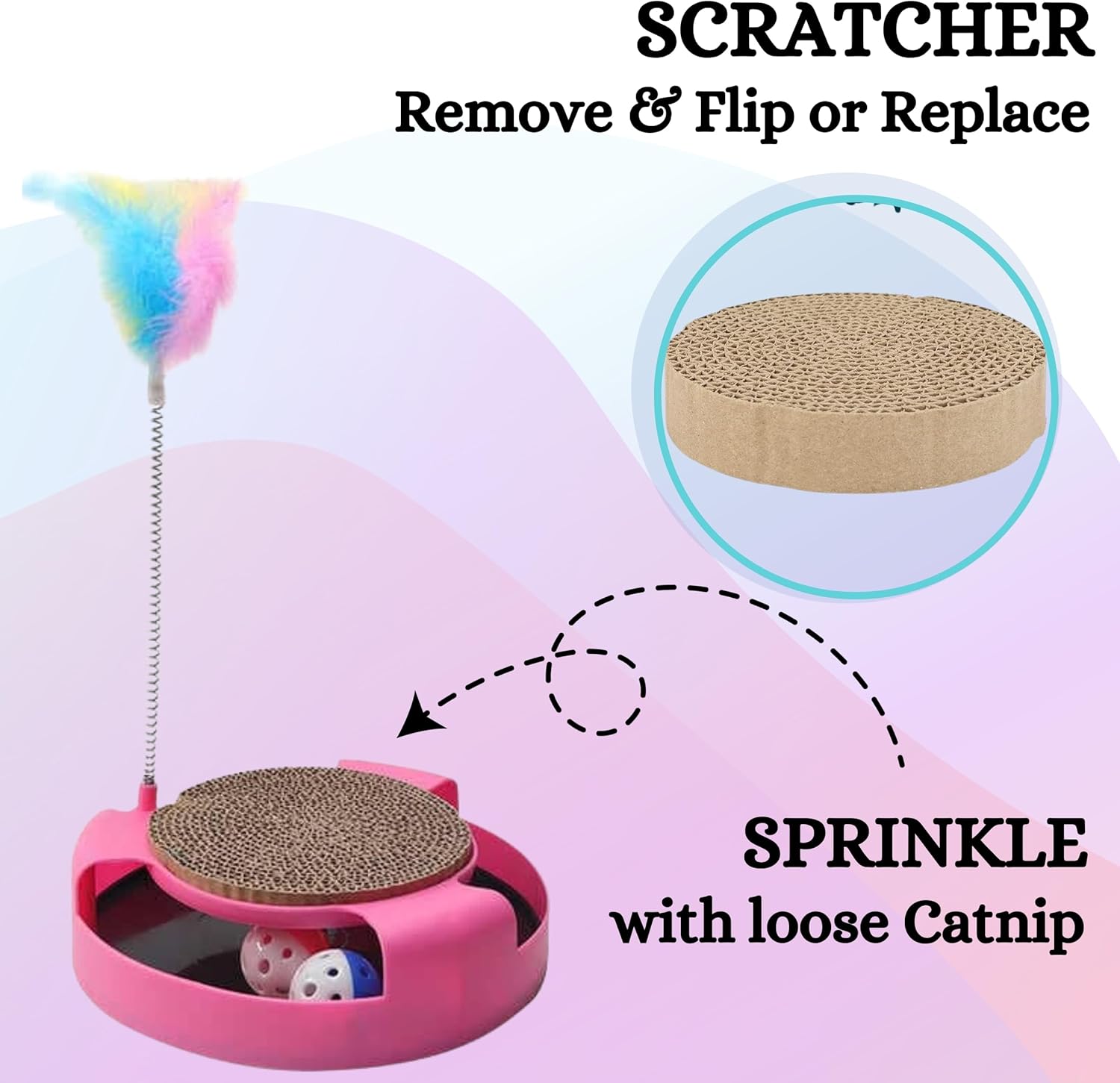 Scratch Pad with Cat Teaser Toy