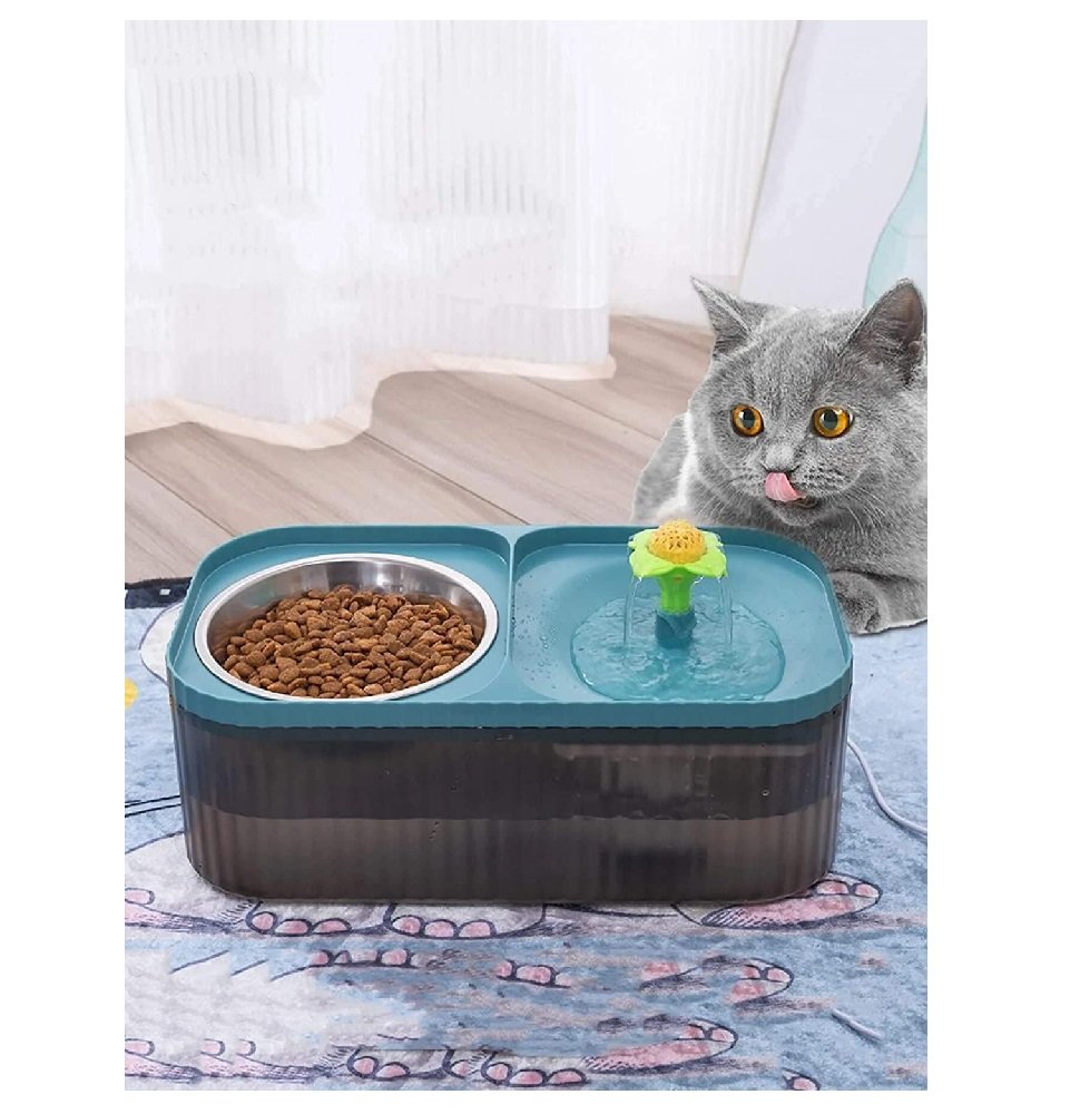 Pet Double Bowl Water Dispenser fountain colr powder