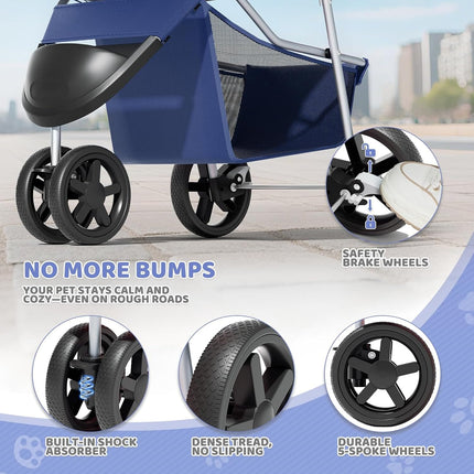 Foldable and Portable small Dog Stroller up to 20 kg Blue