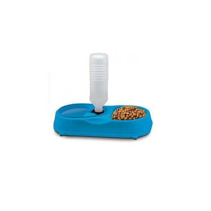 Dual Pet Bowl with Water Refil Finepet Blue