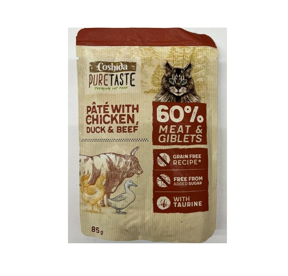 Coshida Wet Food with chicken and Beef And duck in Jelly for Adult Cats 100 gr