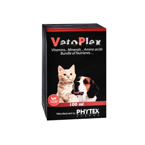 Veto Plex Vitamins, Minerals, Amino Acids &amp; Nutrients Liquid Supplement for Pets 100 ml