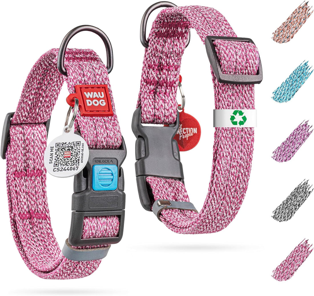 Wau Dog L Pink Dog Collar 31 to 49 in 2.5cm