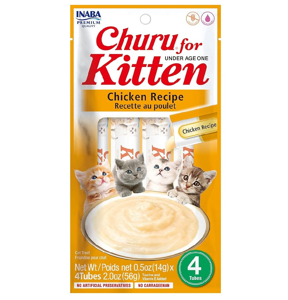 Inaba Churu Skin and Coat Creamy Chicken Treats for Kittens 4 in 14 gr