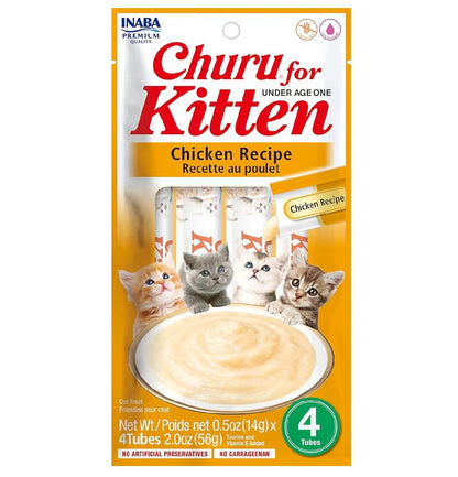 Inaba Churu Skin and Coat Creamy Chicken Treats for Kittens 4 in 14 gr