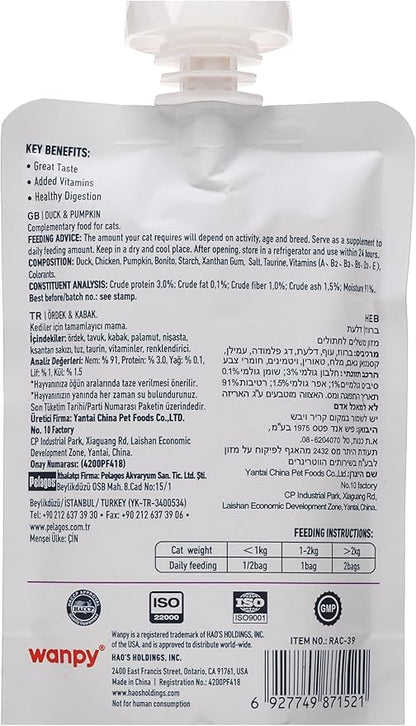 Wanpy Cat Treat Paste with Duck and Pumpkin 90 gr