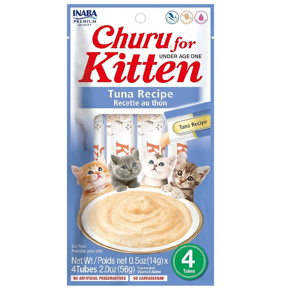 Inaba Churu Skin and Coat Creamy tuna Treats for Kittens 4 in 14 gr