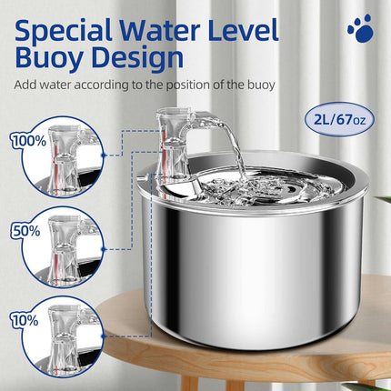 Pet Stainless Steel Automatic Water Fountain, 2L