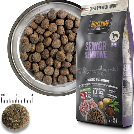 طعام جاف باللحم من Belcando للكلاب المسنة الحساسة من السلالات المتوسطة إلى الكبيرة جدًا، 4 كجم