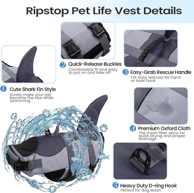 Dog Life Jacket Medium Vest for Swimming Boating