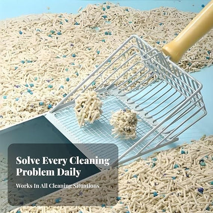Wire Mesh Litter Scoop Durable Metal Sifter with Wooden Handle