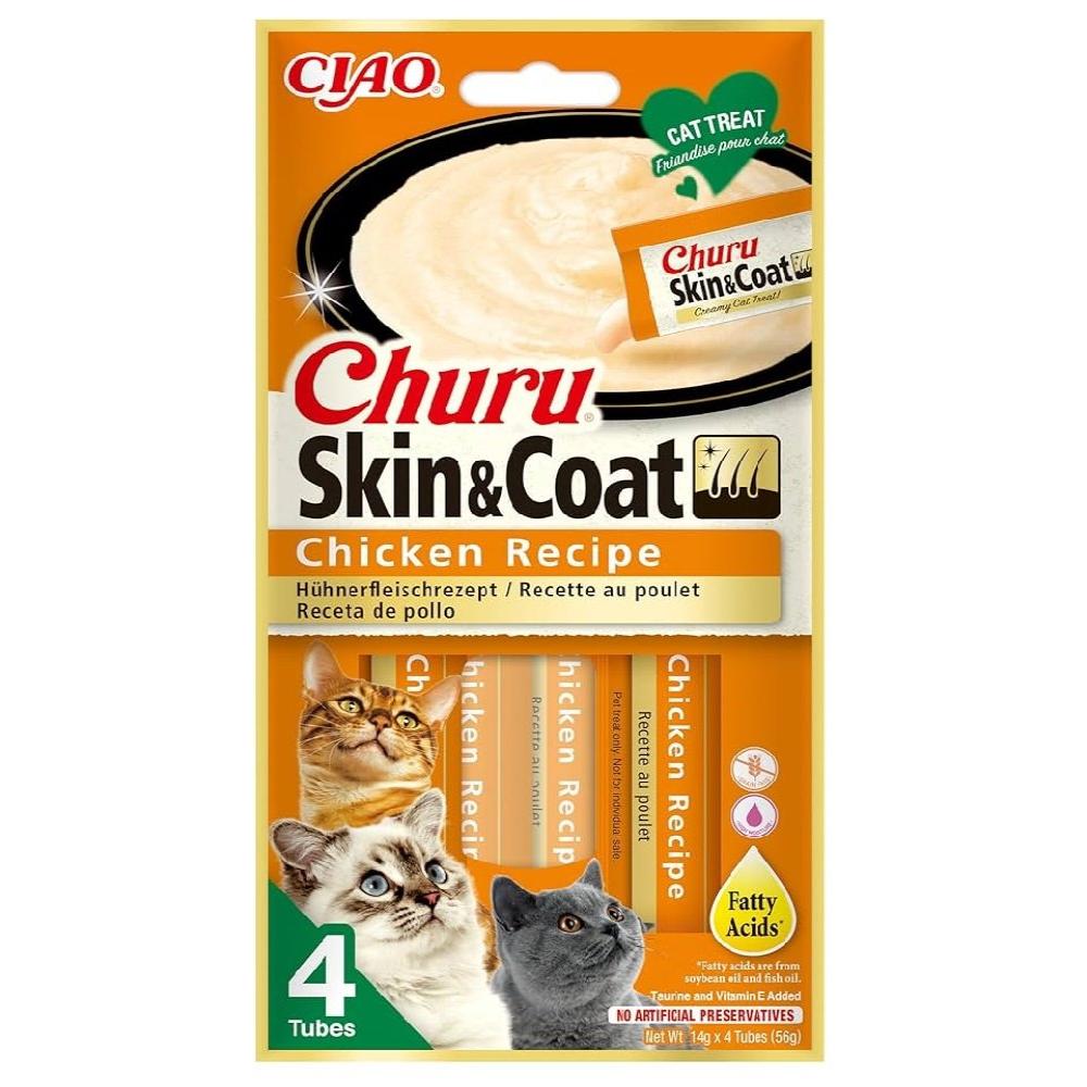 Inaba Churu Skin and Coat Creamy Cat Treat Paste with Chicken 4 in 14 gr