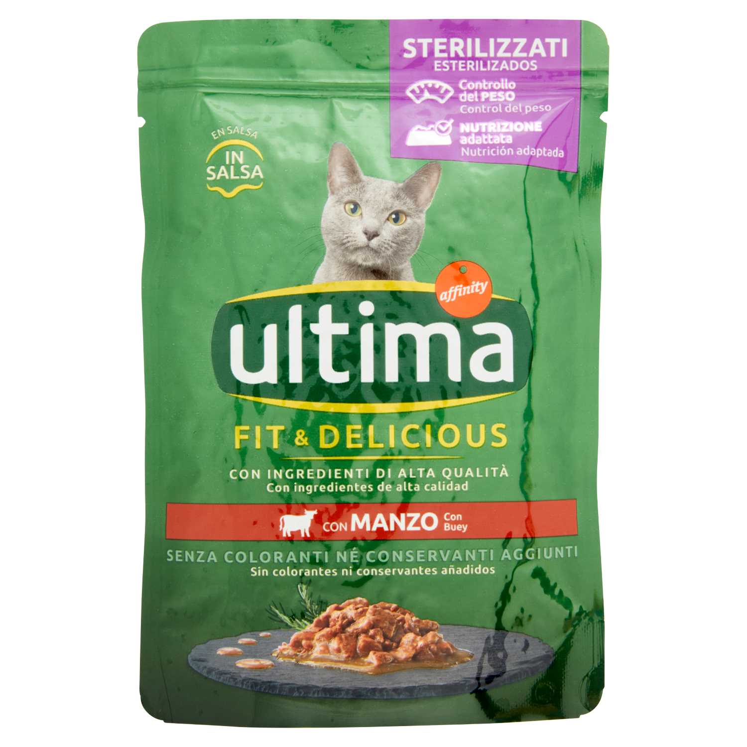 Ultima Fit and Delicious Wet Food in Salsa for Adult Cats with beef 85 gr