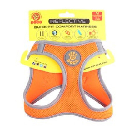 Doco Medium Orange Reflective Quick Fit Comfort Dog Harness 41 to 46cm