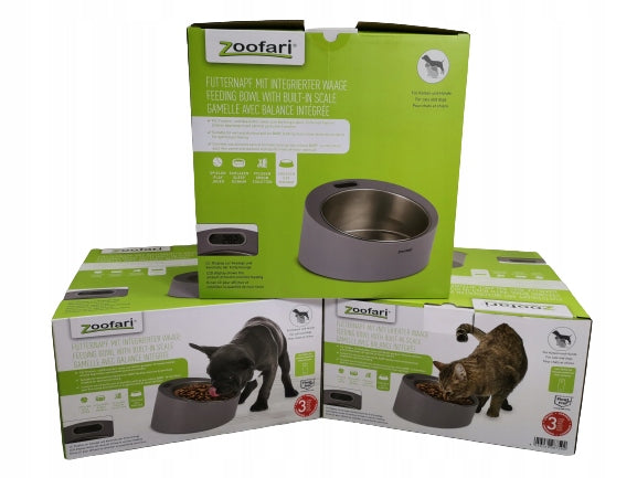 Zoofari Pet Feeding Bowl With Built in Scale Removable Stainless Steel