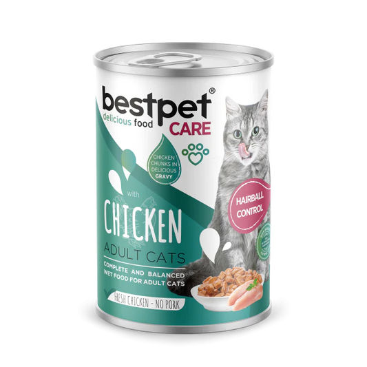 Bestpet Wet Food Chunks with Chicken in Jelly for hairball Adult Cats 400 gr