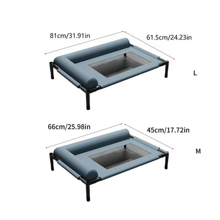 Resistant Elevated Dog Bed Outdoor Cooling Cot With Steel Frame Breathable Mesh Washable For cats And Small Dogs Size 66x45x17