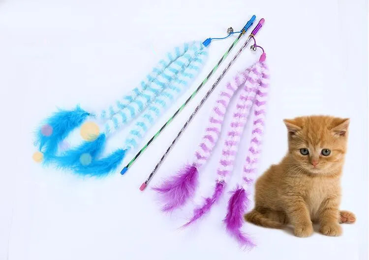 Feather toy for cats with bells