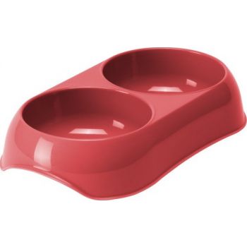 Moderna Small Red Dual Plastic Pet 2 Bowl 200 ml