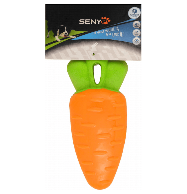 Ziggy Pupps Dog Senye Orange and Green Carrot Shaped Squeaky Dog Toy