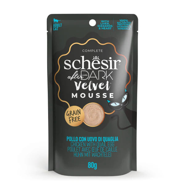Schesir After Dark Velvet Mousse Wet Food with Chicken and Quail Egg for Adult Cats 80 gr