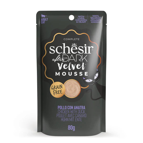 Schesir After Dark Velvet Mousse Wet Food with Chicken and Duck for Adult Cats 80 gr