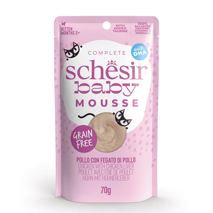 Schesir Baby Mousse Wet Food with Chicken, Liver and DHA for Kittens 70 gr