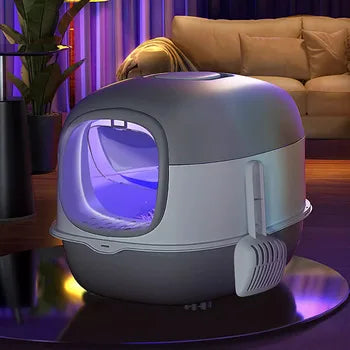 Naomi Submarine Oval Cat Litter Box with UV light and Scoop