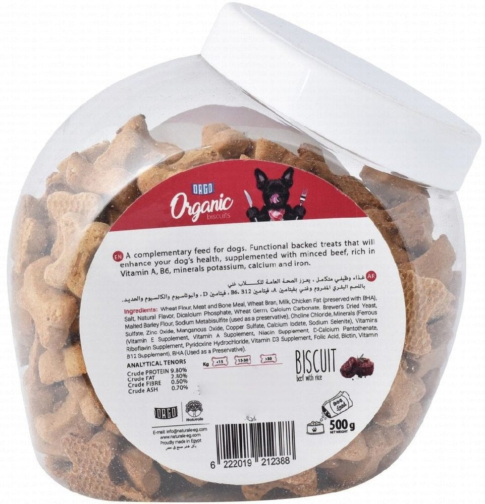 Orgo Biscuits For Adult Dogs With Beef And Rice 500 gm