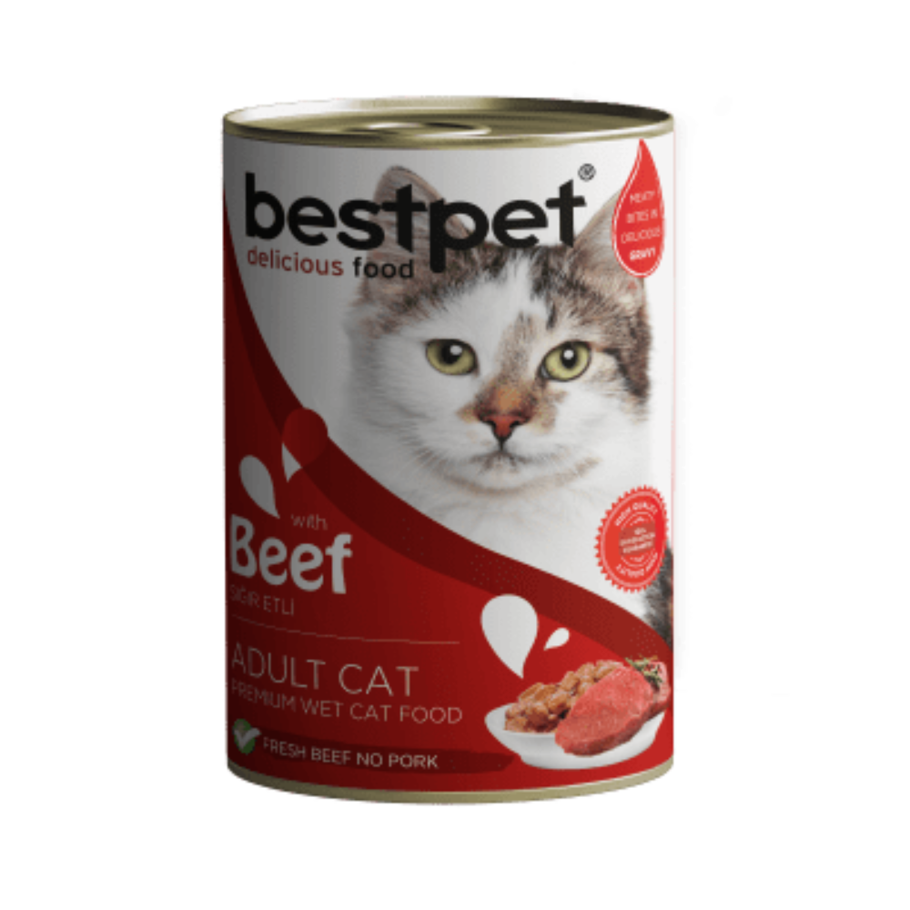 طعام معلب من BestPet للقطط البالغة مع لحم البقر 400 جرام